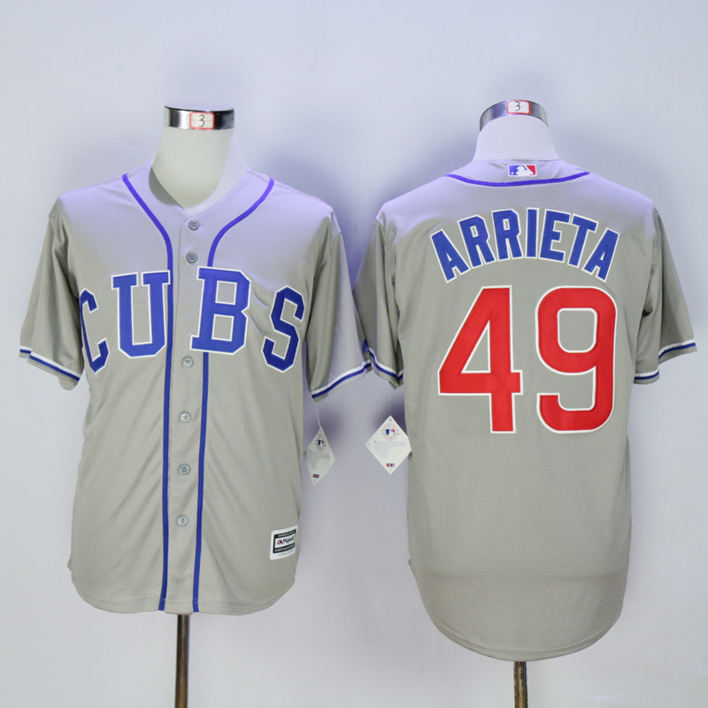 Men Chicago Cubs #49 Arrieta Grey CUBS MLB Jerseys->chicago cubs->MLB Jersey